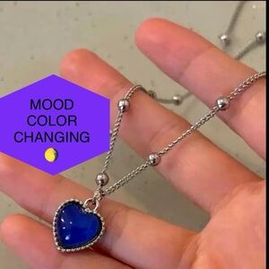🆕Silver Plated Mood/Color Changing Heart Necklace-Beaded Necklace